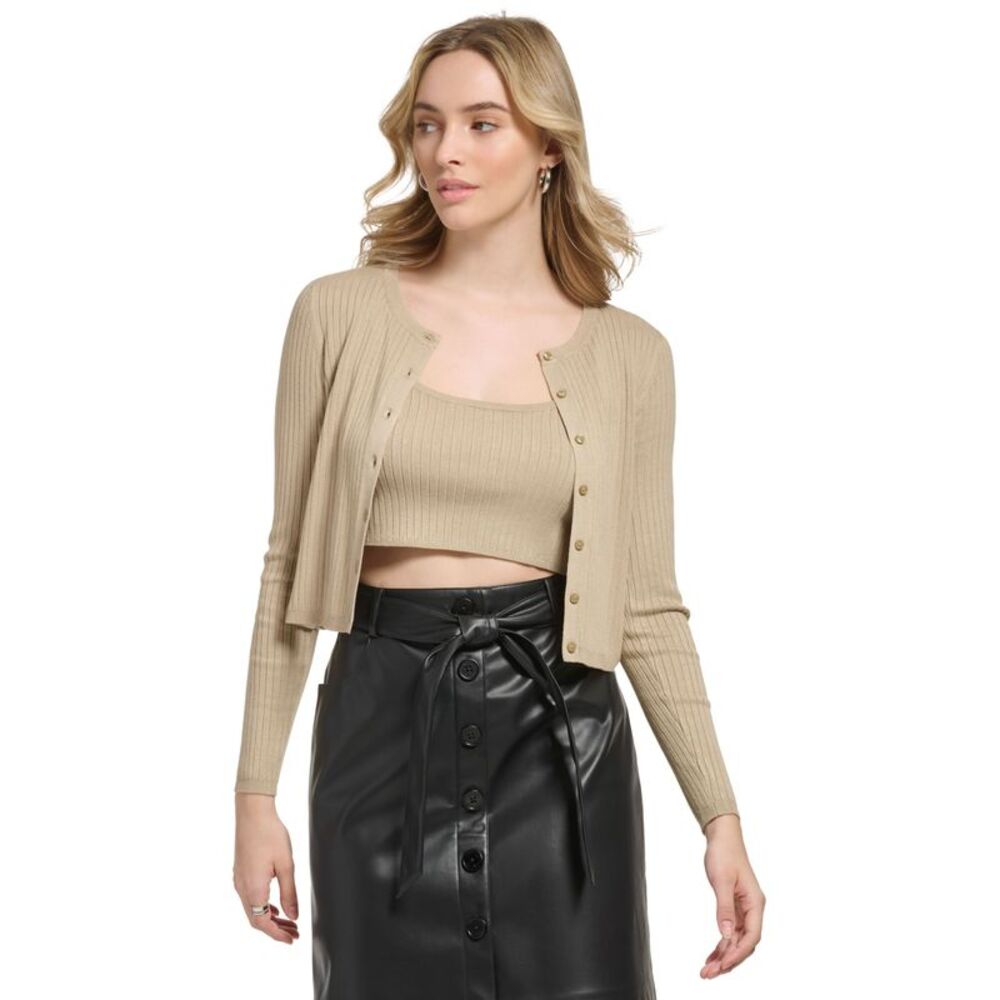 Calvin Klein X Fit Cropped Camisole Cardigan Sweater Set